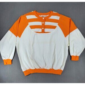 Aileen Henley Women 20W Geometric Fairy Kei Sweatshirt Pastel Retro White Orange